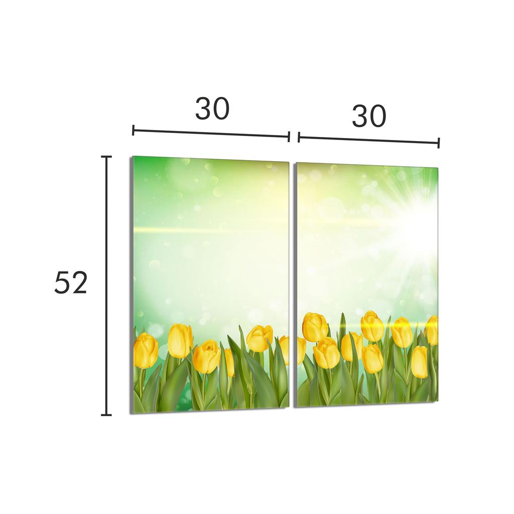 Szklana płyta ochronna na kuchenkę 2x30x52 Tulipany