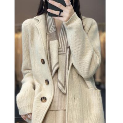 Women's  Autumn Wool Jacket Collar Cashmere Coat Casual Loose  Knitting Thickened  Buckle Jacket Korean Fashion Tops