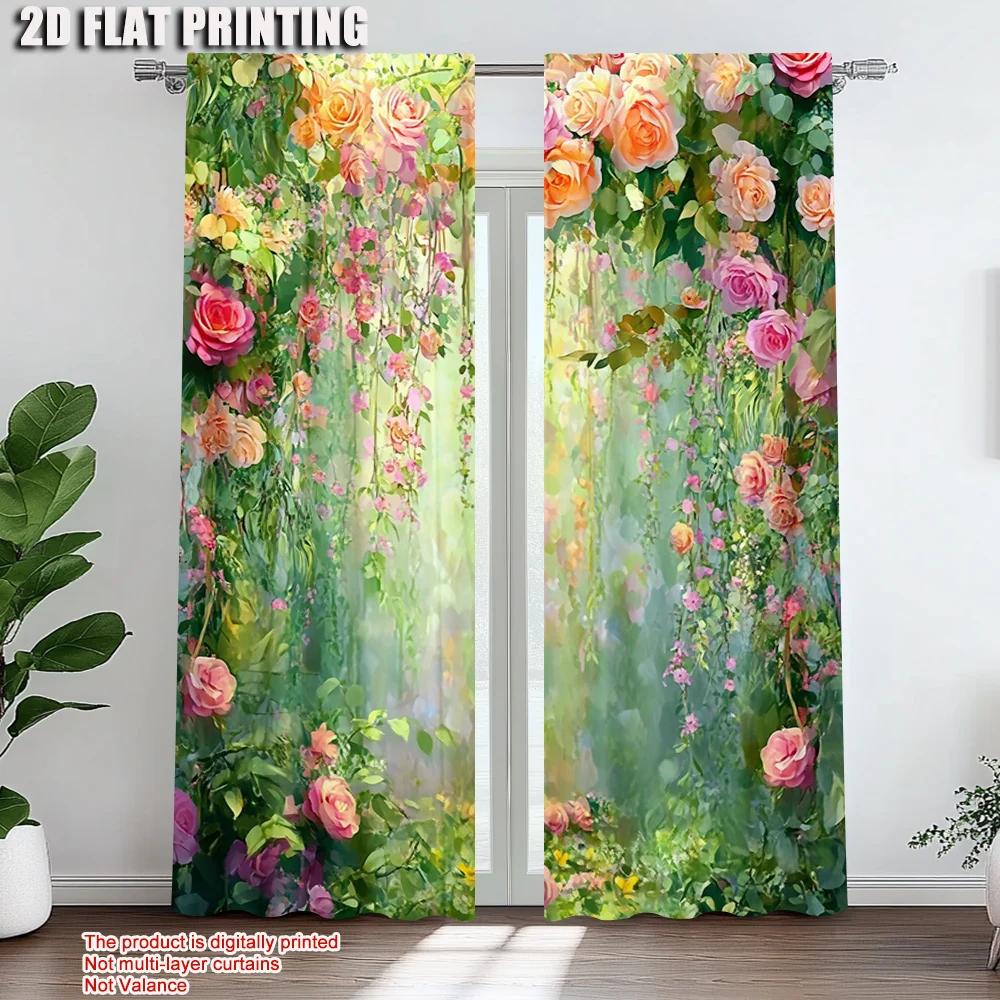 2pc    Drapes Flower vine Versatile 100% Polyester  Without Electricity Holiday Decorations Suitable for Decorations Clearance