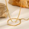 Custom Processing French Style Natural Freshwater Pearl Oval Gold Bead Necklace Stainless Steel Bracelet