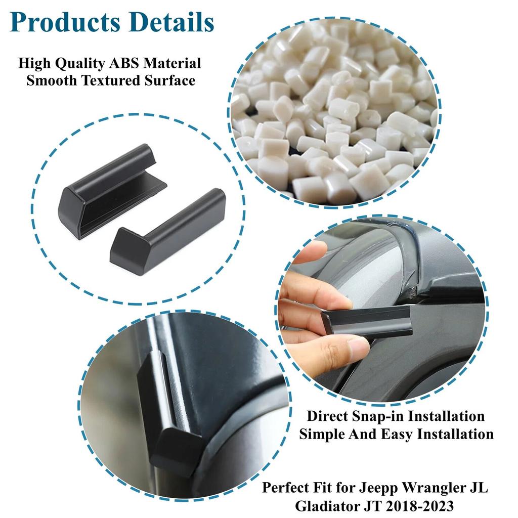 Top Roof Rain Gutter Upgraded Rainwater Diversions for Jeep Wrangler JL Gladiator JT 2018-2023 Car Styling Exterior Accessories