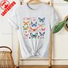 Cute Butterflies Pattern Wildflowers Butterfly Boho Botanical Cottagecore Floral Shirt Nature Lover Fern Printed Tshirt Tops