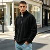 Men's Vintage Corduroy Long Sleeve Zip Up Shirt Stand Collar Casual Top