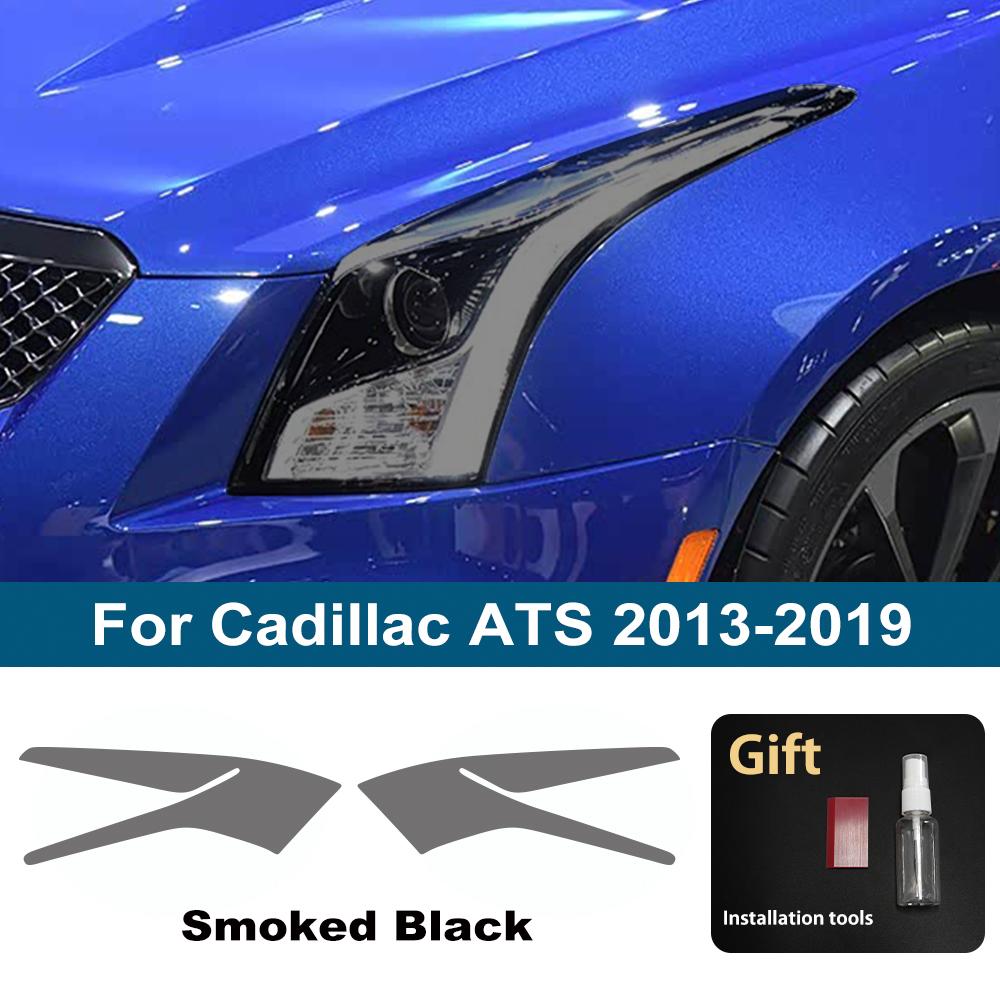 

Custom Fit for Cadillac ATS 2013-2019 High-Gloss Smoke Black Headlight Protective Film TPU PPF Pre Cut Anti-Scratch Vinyl Wrap For ATS 13-19 SMK