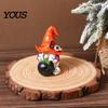 Weather Resistant Gnome Sculptures Halloween Witch Hat Figurine, Mini Wizard Resin Figurines Statue, Dwarf Sculpture Ornament for Indoor Outdoor