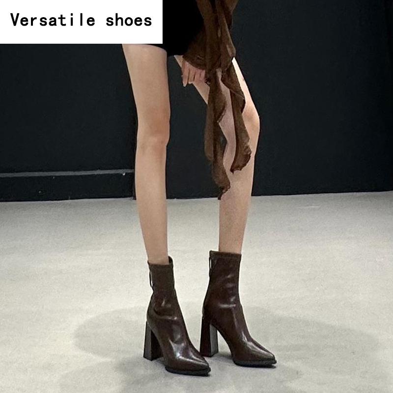 Street Style High Heel Women Ankle Boots Fashion Pointed Toe Shoes Winter Ladies Elegant Short Botas De Mujer