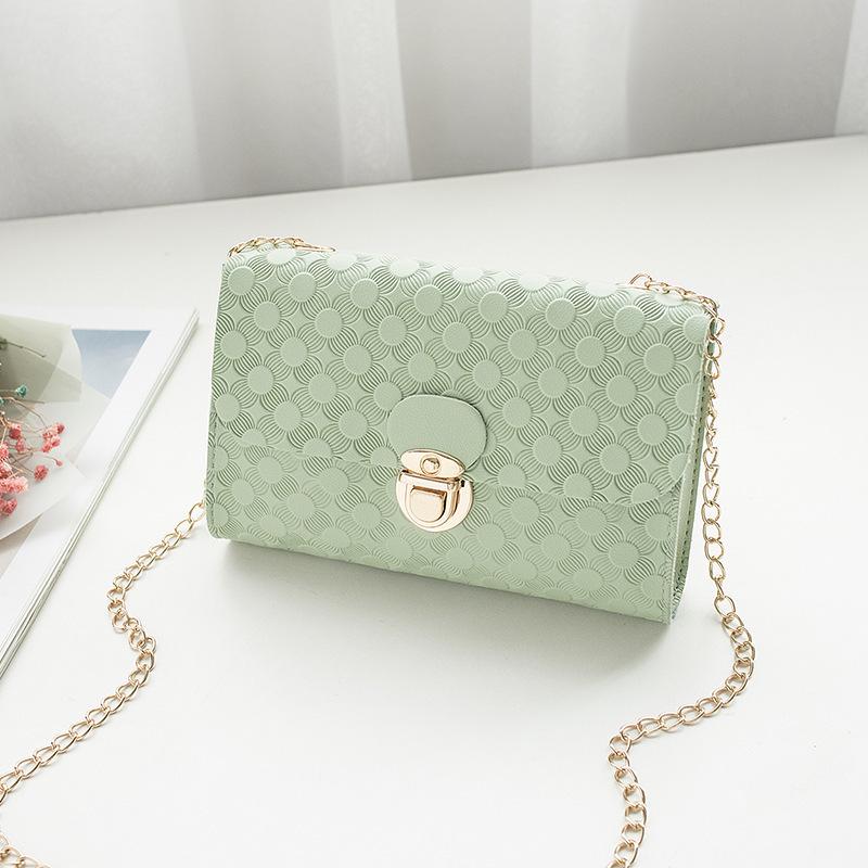 New women's bag, small square bag, shoulder messenger bag, lock bag, fashionable embossed mobile phone bag.