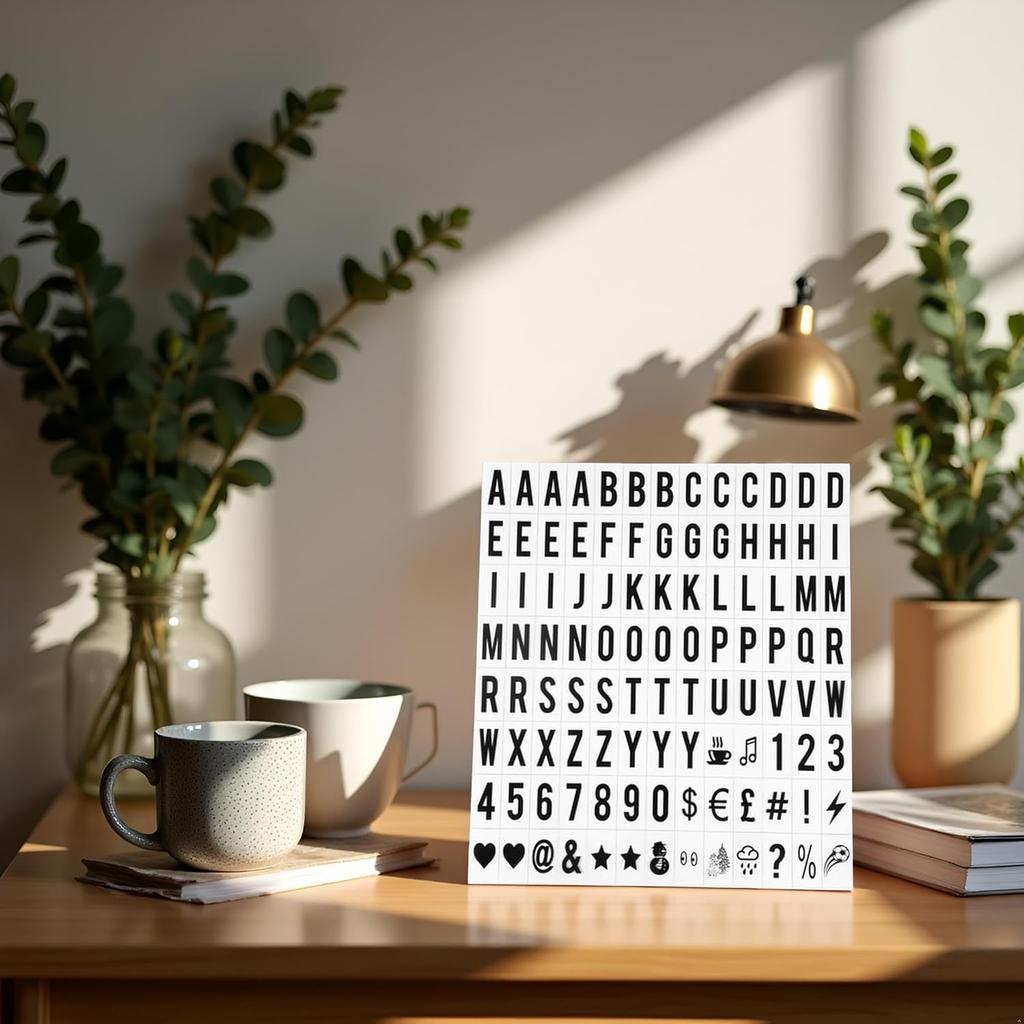 A Set 104Pcs Black Cinematic Lightbox Replacement Letters and Numbers Signs for A4 Light Up Letter Box Sign Message Board, Classrooms,Presentation