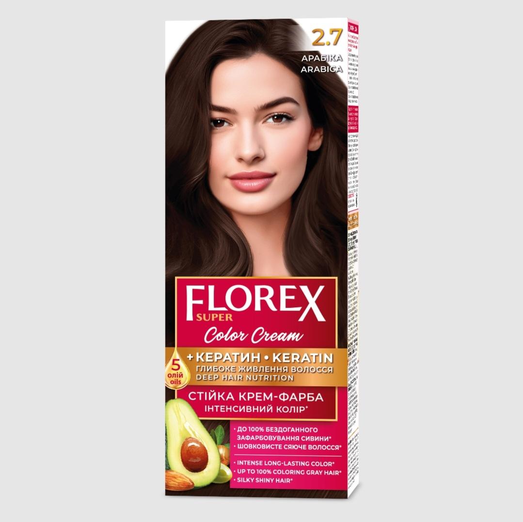 

Florex Super перманентний крем-фарба для волосся - Надає вашому волоссю глибоке живлення, Робить ваше волосся м яким і шовковисто-блискучим. Arabica 2.7
