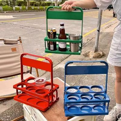 6 Holes Foldable Beer Bottle Carrier Wine Rack Durable Cup Organizer Bar Beverage Display Basket Reusable Beverage Ball Caddy