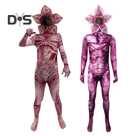 Halloween Cosplay Jumpsuit med hette Slim Fit Corpse Flower Shape Glidelåslukking Lange ermer Fotorekvisita Performance Party Carnival Costume