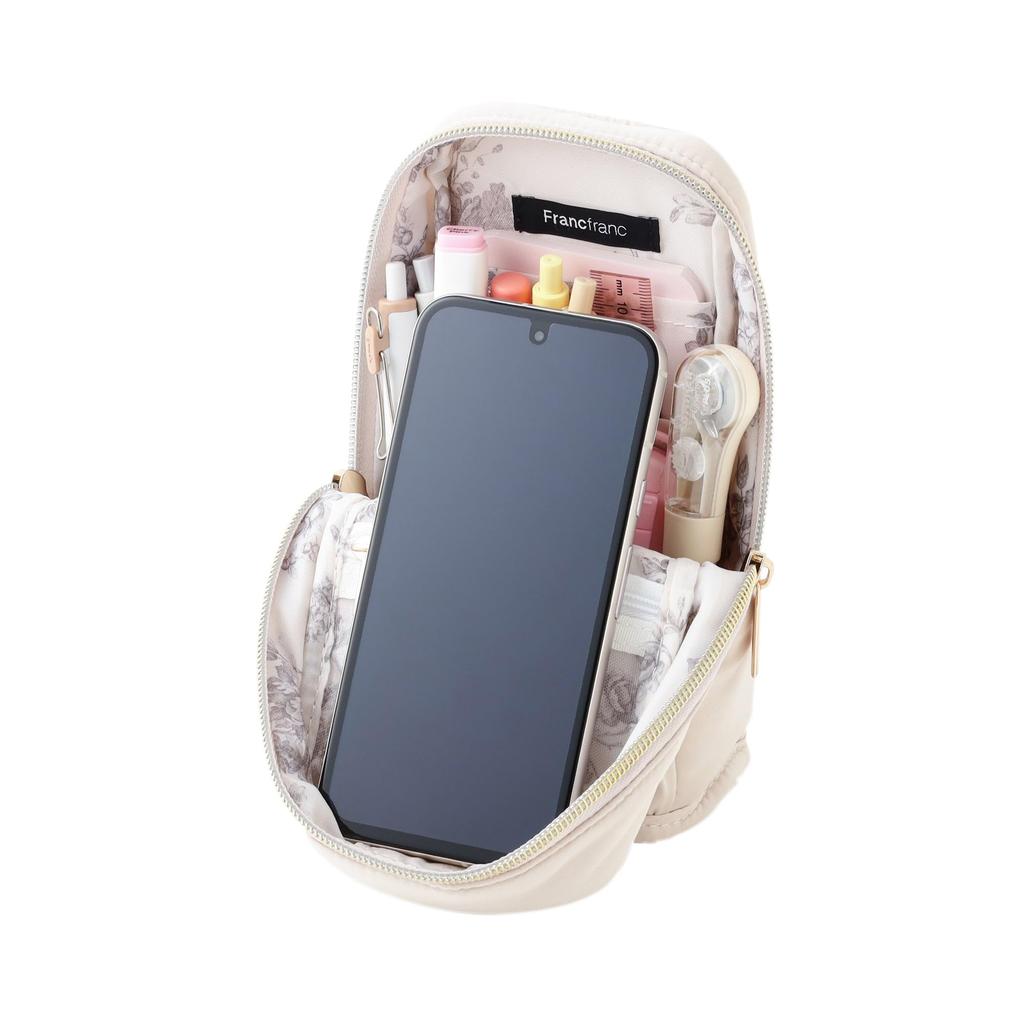 Francfranc Gathered Pen Smartphone Stand Light Stores writing instruments and supports both vertical and horizontal smartphone & Pouch, Pink.