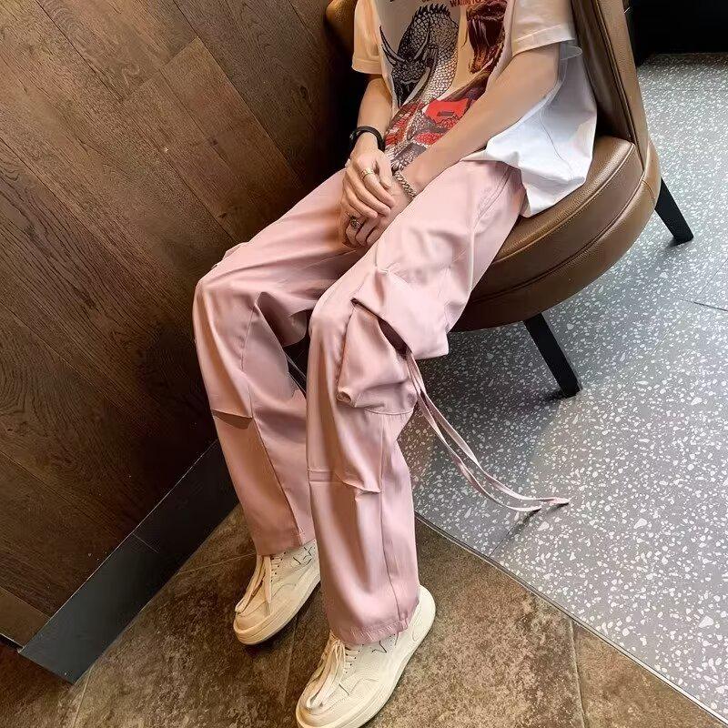 

Women s Summer Retro Wide-Leg Work Pants with Ribbon and Big Pockets L (105-120 catty)