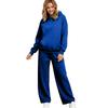 Women's Lined Drop Shoulder Top and Wide Leg Pants 2 Piece Set Color Loose Fit Casual Fall Winter Outfit