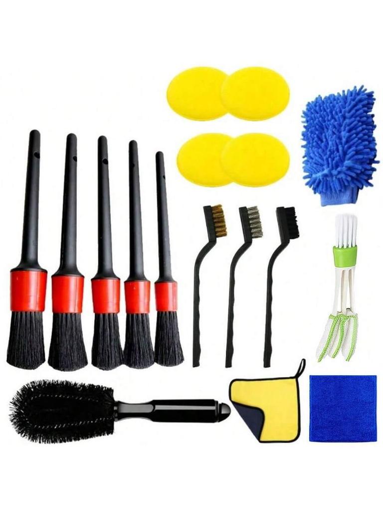17-Piece Car Cleaning Drill Brush Set for Interior, Wheels & Crevices - European & American Style