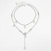 Punk Rock Silver Color Vortex Star Pendant Chain Layered Necklace For Women Men Charms Y2K Grunge Accessories Jewelry