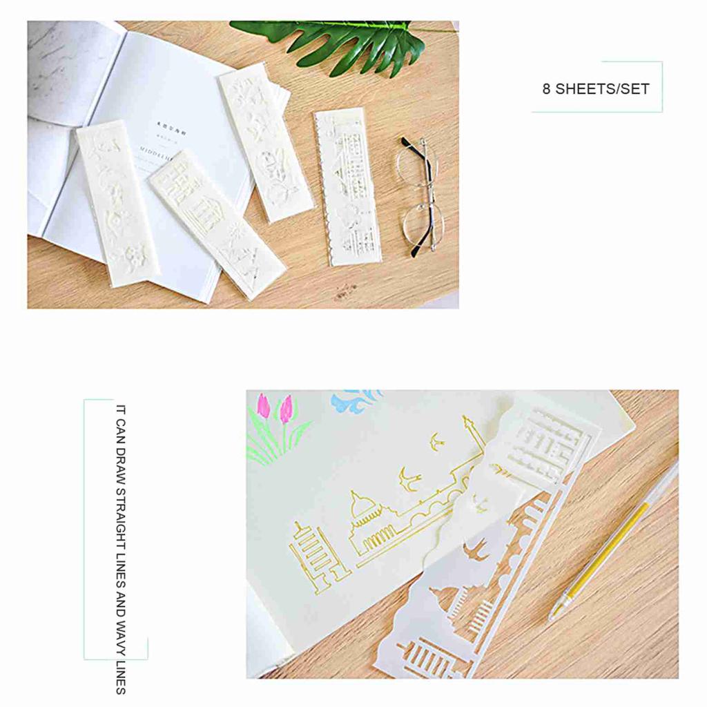Multi functional Drawing Stencils Straight & Wavy Lines Rulers Hollow Out Design PP Templates Reusable for Children