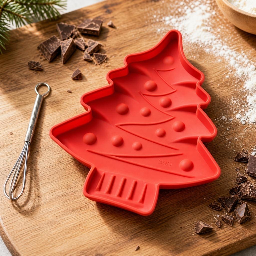 Christmas Tree Silicone Mold for Baking Cake Cookie Pudding Chocolate Mold Flexible Non-Stick Bakeware Kitchen Tool for Holiday Desserts