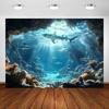 Arazzo in Poliestere Vita Marina Sottomarina Squalo Oceanico Pesce Corallo Decorazione Murale per Compleanni Feste di Addio al Celibato Versatile Non Elettrico