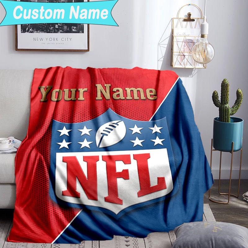 Custom Name Blanket NFL Team Collection Blanket Bedding Blanket for Travel, Camping, Living Rooms, Offices, Sofas, Fan Christmas gift