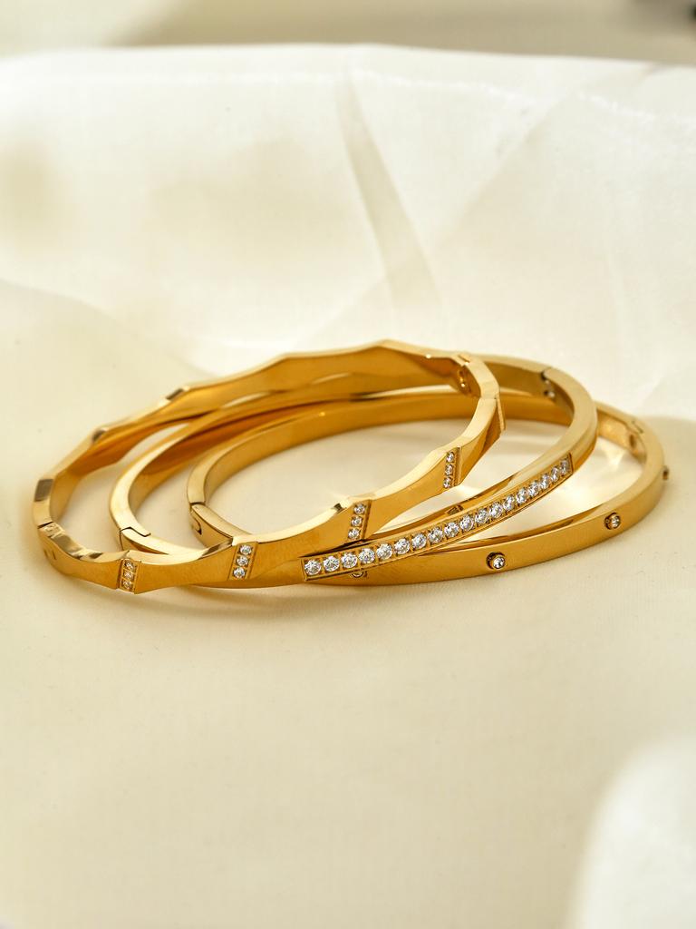 INS Style Simple Encrusted Zirconia Bracelet Bracelet Fashion Retro Style 18K Gold-Plated Stainless Steel Bracelet Bracelets