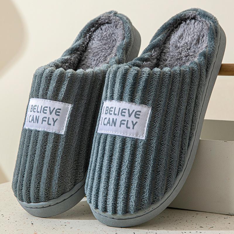 Cotton slippers women's non-slip and non-smelly feet winter home shoes indoor warm plush couple cotton shoes