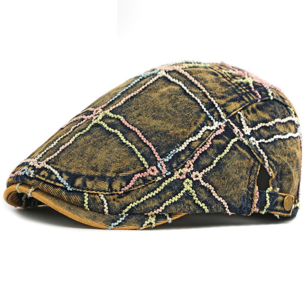 HT5047 Berets Spring Autumn Denim Cap for Men Women Retro Artist Painter Beret Hat Male Female Ivy Flat Cap Adjustable Beret Cap