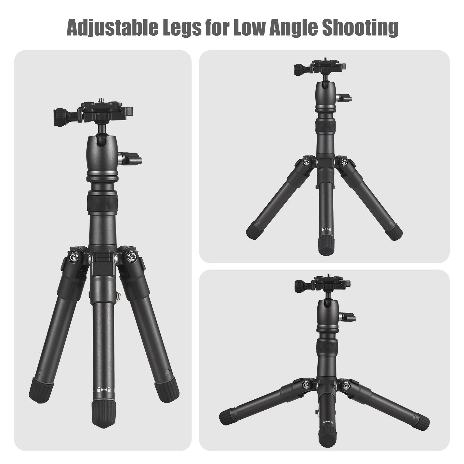 Aluminum Alloy Tripod, Portable Desktop Stand, 26in . Height, 360 degrees  Rotatable  head, 5kg Load Capacity, 1Celsius4 Inch Screw, with Carrying