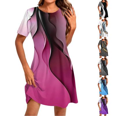 Women's Fashion Casual Print Round Neck Short Sleeve Short Dress