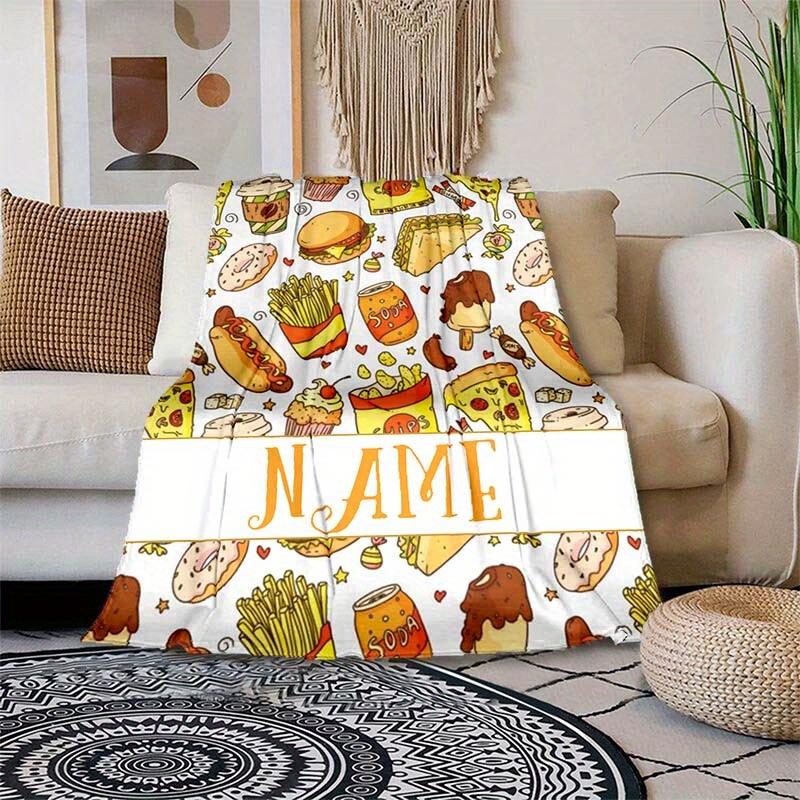 Hamburger Sandwich Customize Your Name Blanket Warm Comfortable And Soft Blankets Are Suitable For Home Lunch Break Blanket Office Sofa Sofa Gift To