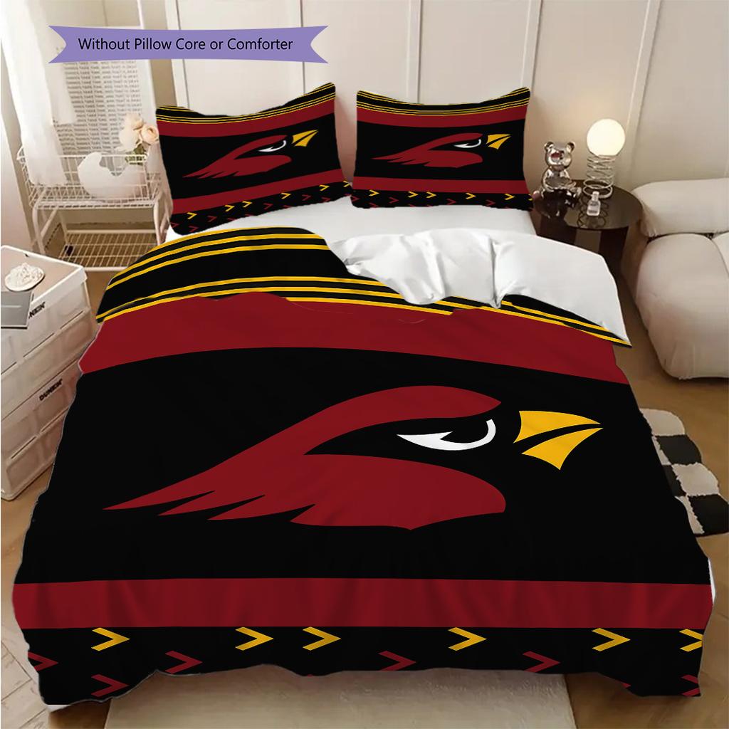 Arizona Cardinals Vzorovaná Sada Povlečení Prošívaná Přikrývka Povlak na Polštář Domácí Dekorace Narozeninový Dárek (1 * povlak na peřinu + 2 * povlak na polštář, bez jádra)