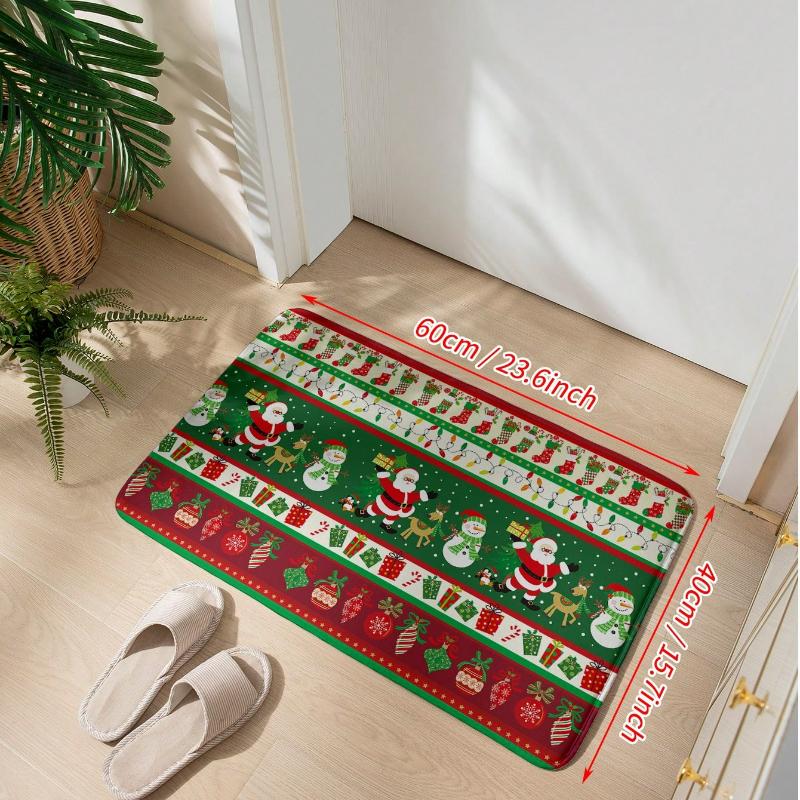 1pc Christmas Kitchen Mat Rug Set Doormat Carpet Non-Slip Great for Farmhouse Hallway Home Office Sink Laundry Room Floor Decor