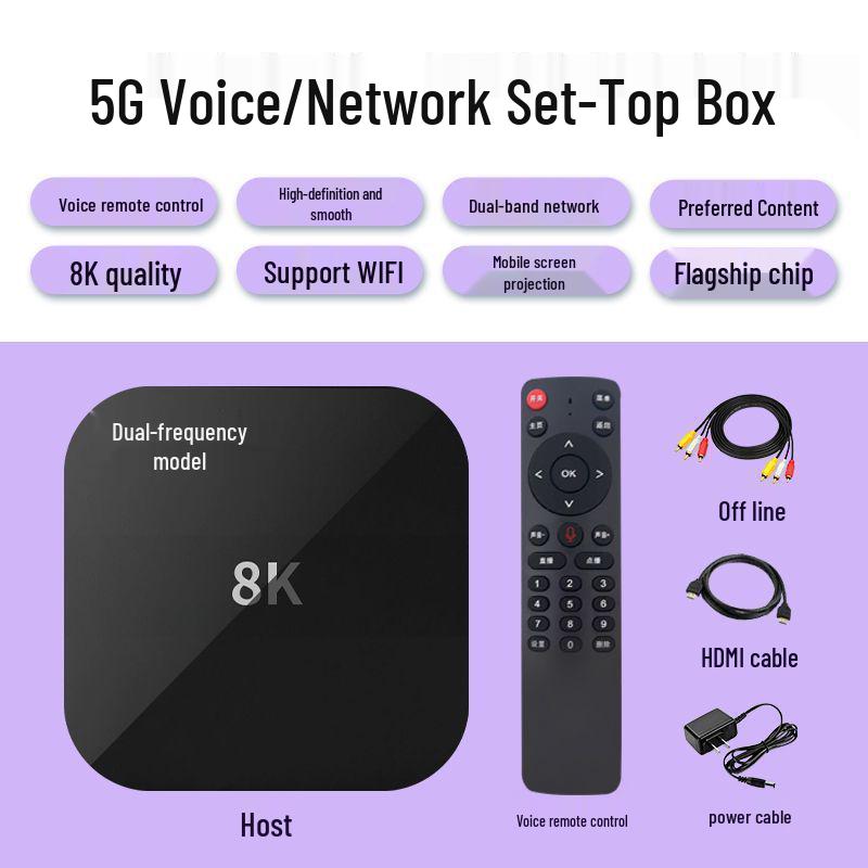 2025 8K Wireless Network Set-Top Box with Screen Mirroring and Clear Play TV Functions