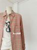 Women's American Retro Plaid Long-Sleeve Cotton-Linen Shirt Jacket