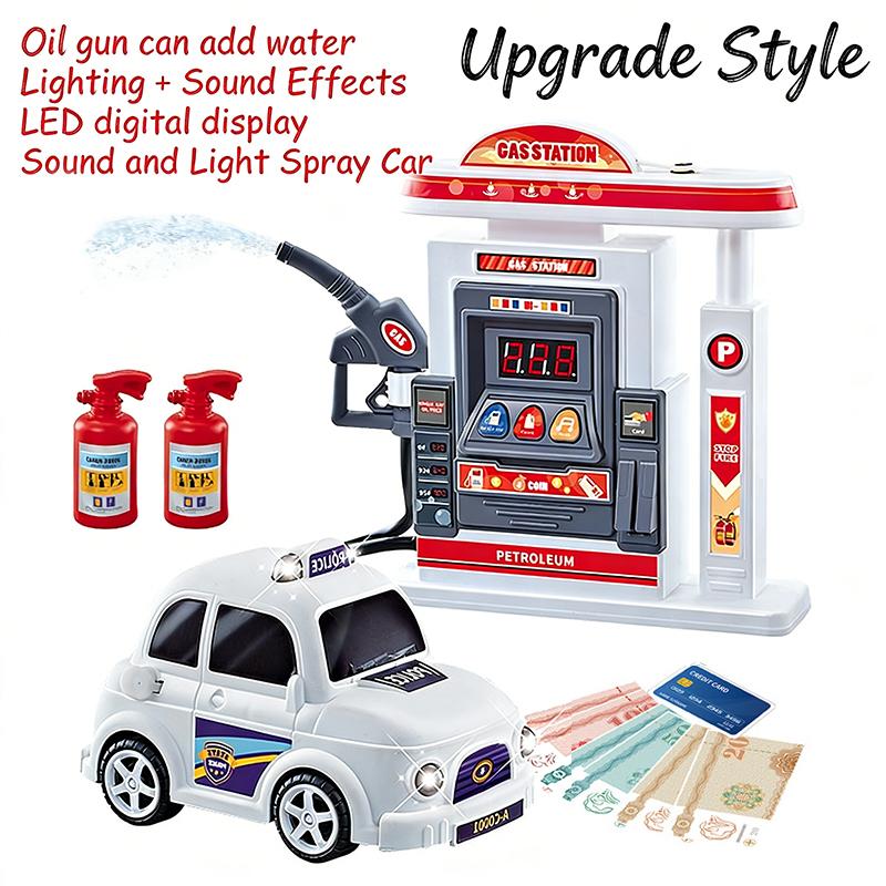 Kinderen Gesimuleerd Tankstation Speelgoed Met Geluid Licht Doe-alsof Speelgoed Brandstofpomp Spuit Auto Bijtanken Speelset Educatief Speelgoed Cadeau Voor Jongen