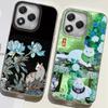 Green Creative Flower Vase Cat Women Phone Case For Iphone 17 Air 16 16e 17e 15 Plus 14 13 12 11 Pro Max Protective Fundas Cover