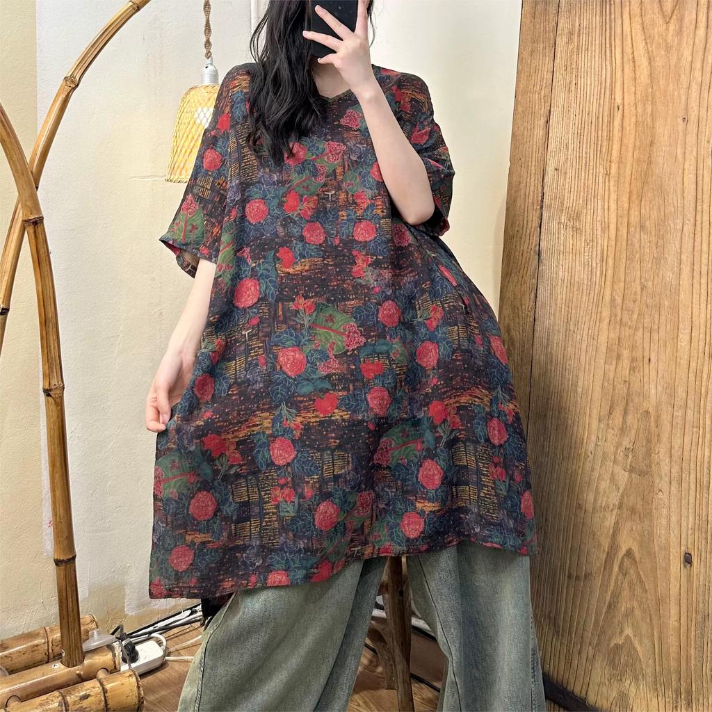 Dimanaf 2024 Новая длинная футболка больших размеров, летняя рубашка ...