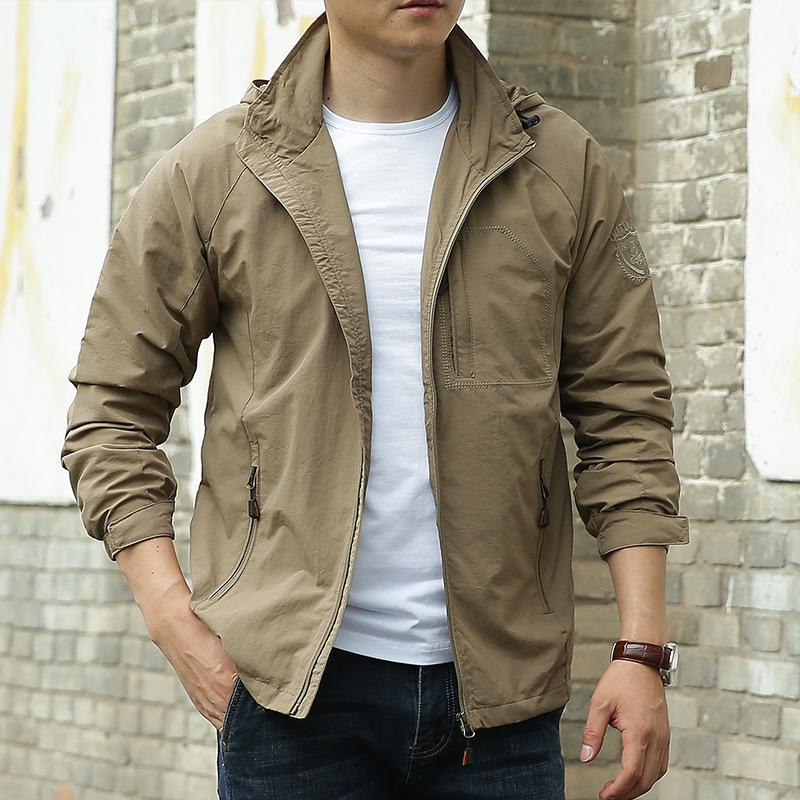 Men's Plus Size Outdoor Windbreaker Jacket - Single Layer Trench Coat for Mountaineering