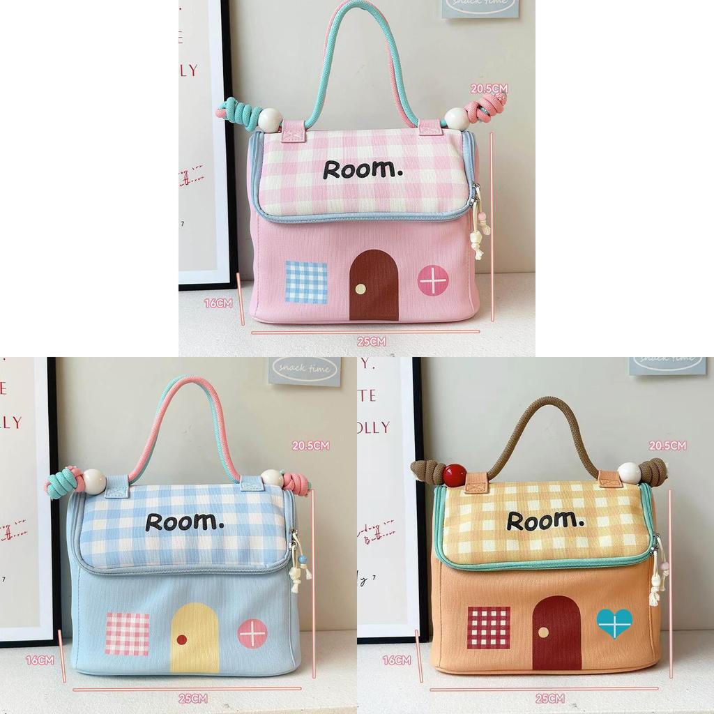 Cartoon House Makeup Bag With Breathable Material For Girls Travel And Storage