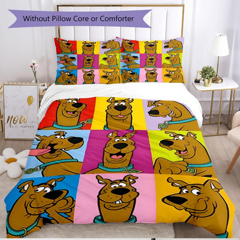 3pcs Duvet Cover Set (1*Duvet Cover + 2*Pillowcase, Without Core), Scooby Print Soft All‑Season Bedding Set, Home Bedroom Decor Gift