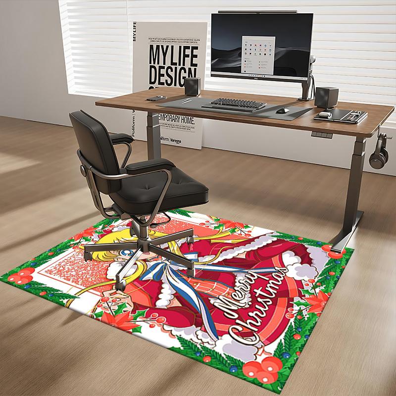 1pc Sailor Moon Christmas Chair Mat - Anime Cartoon Design, Non-Slip Carpet for Office and Home Decorations.O040