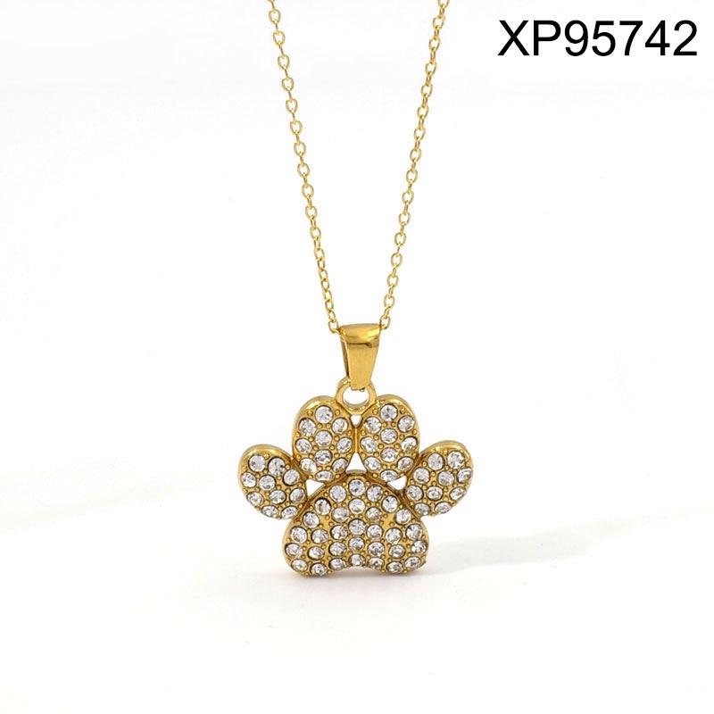 Gold Heart & Butterfly Pendant Necklace - Women's Versatile Titanium Steel Charm Chain