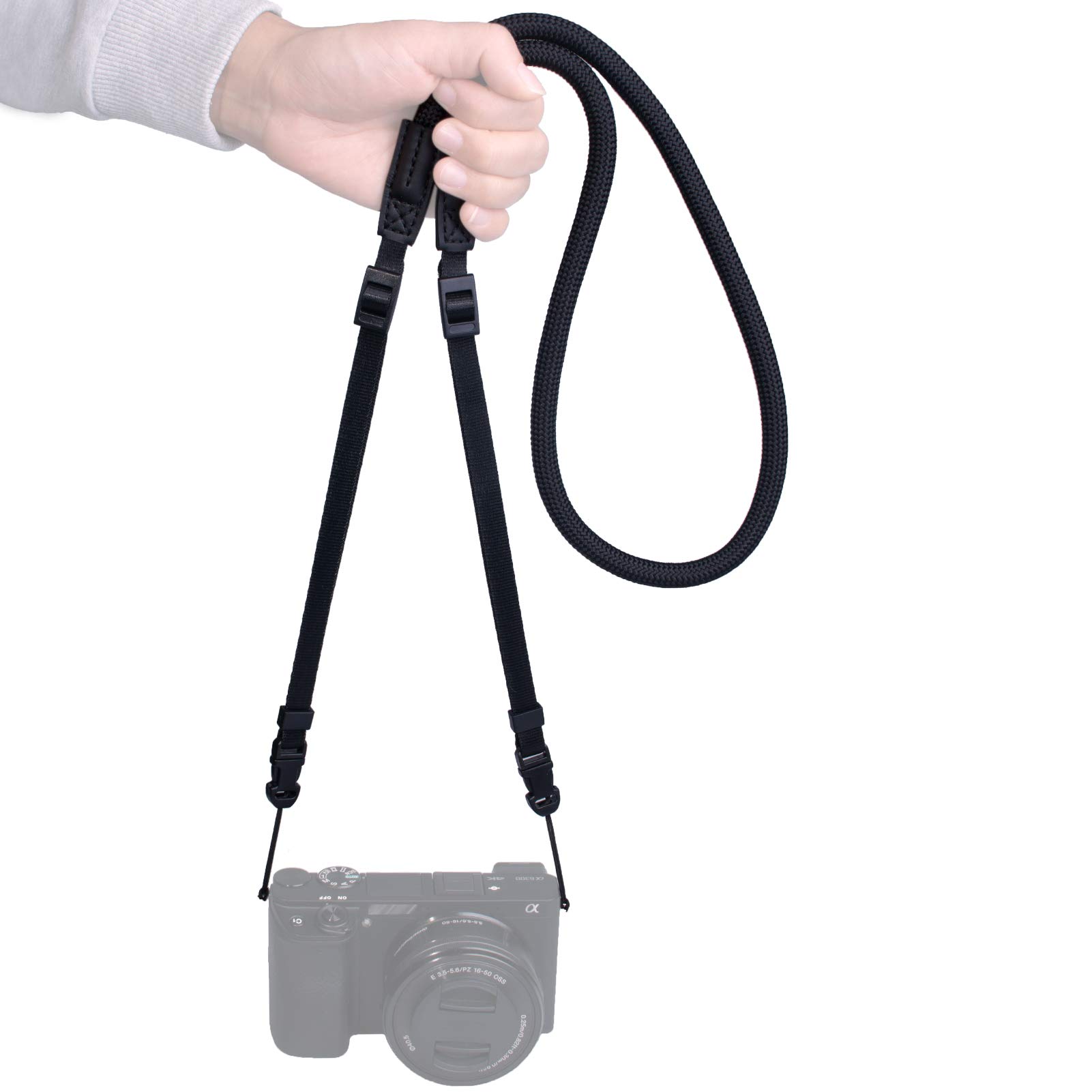 

VKO Camera Neck Climbing Rope Shoulder Adjustable Length for Cameras Strap, Strap, 80-135cm SLR/Mirrorless/Compact (Black) чорний