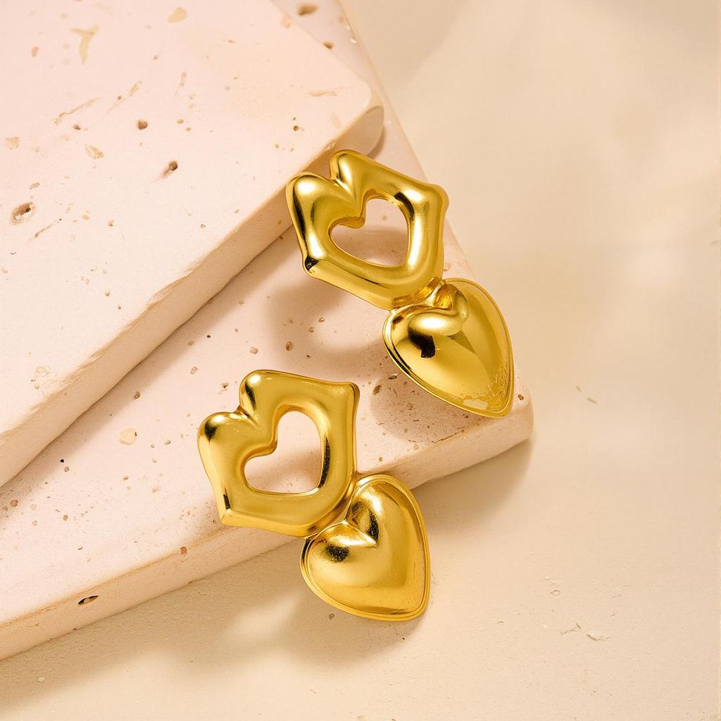 Geometric Irregular 18k Gold Titanium Steel Earrings for Women
