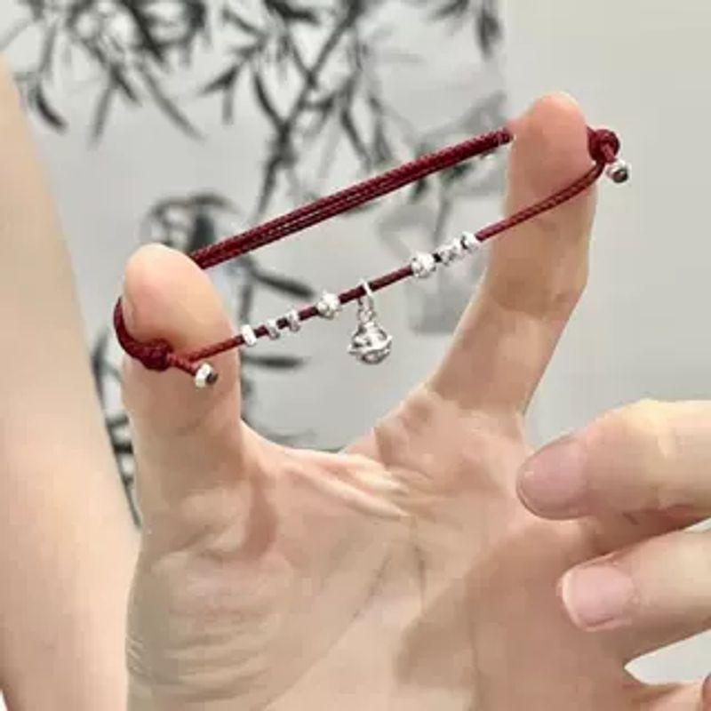 

Чрезвычайно тонкий сломанный серебряный колокольчик ремешок для переноски шаг за шагом красный веревочный браслет пара плетеный ручной ремешок ремешок для переноски подарок на китайский День святого Валентина Step one ring [wine red rope] anklet