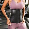 Cross9 Women's Glossy Latex Corset Body Shaper with Bone Buckle and Tummy Control