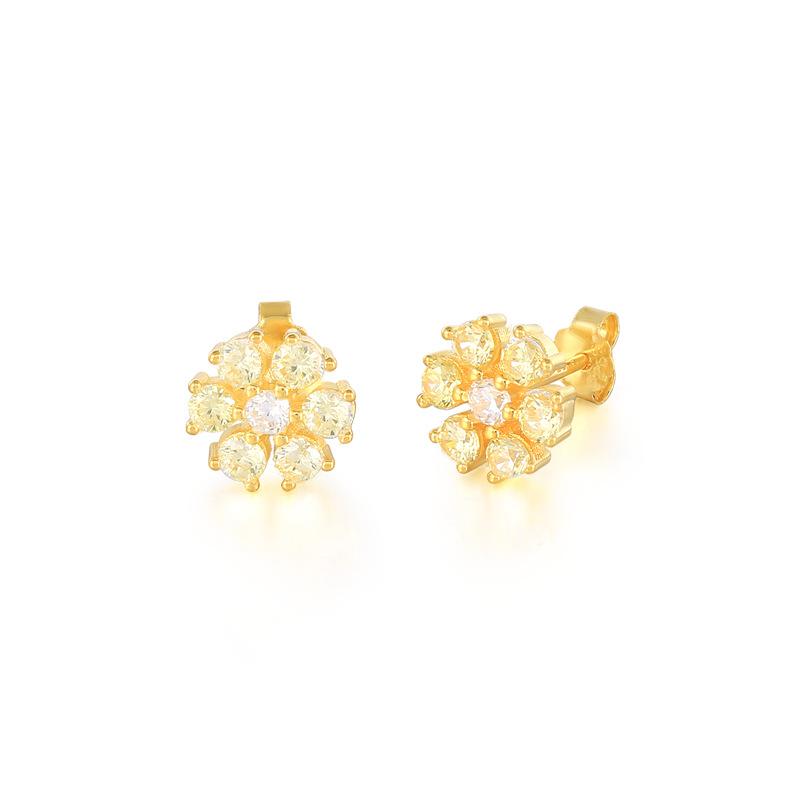 Best Selling Flower Stud Earrings S925Ins Wind Mini Diamond Six Valve Flower Stud Earrings