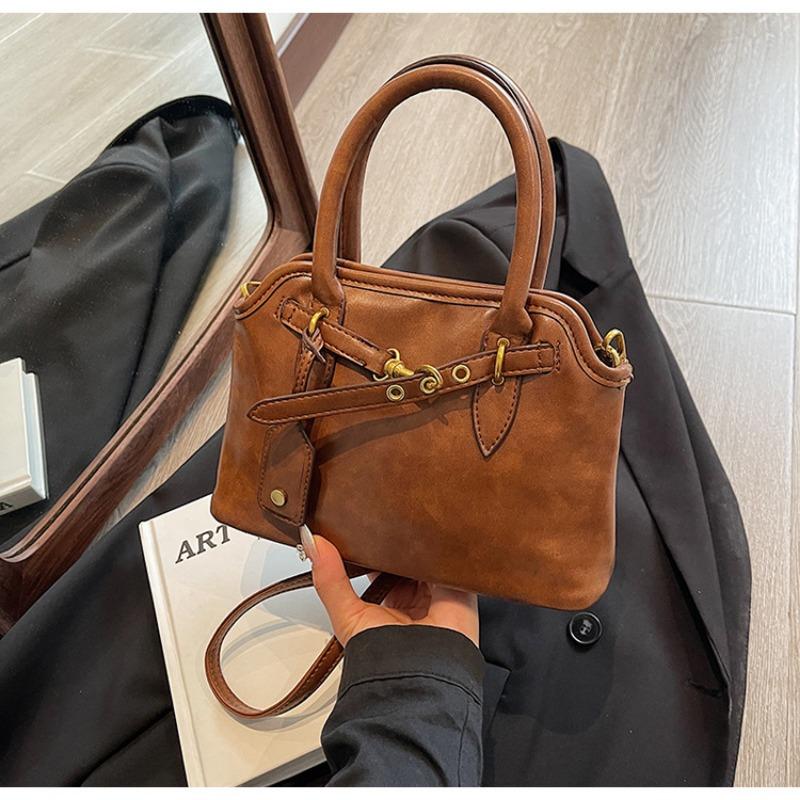 New Retro Versatile Belt Buckle Portable Shoulder Tote Bag Large Capacity Bag Women's Fashion