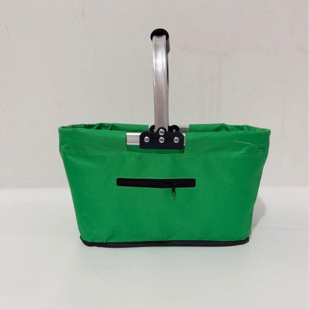 Portable Folding Picnic Basket with Multicolor Metal Handle - Large Capacity for Shopping and Outdoor Use