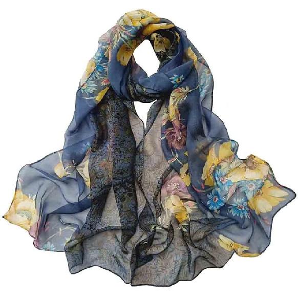 Pokeedioty Scarfs for Women Lightweight Fashion Floral Pattern Sheer Scarfs Shawl Wrap Scarves